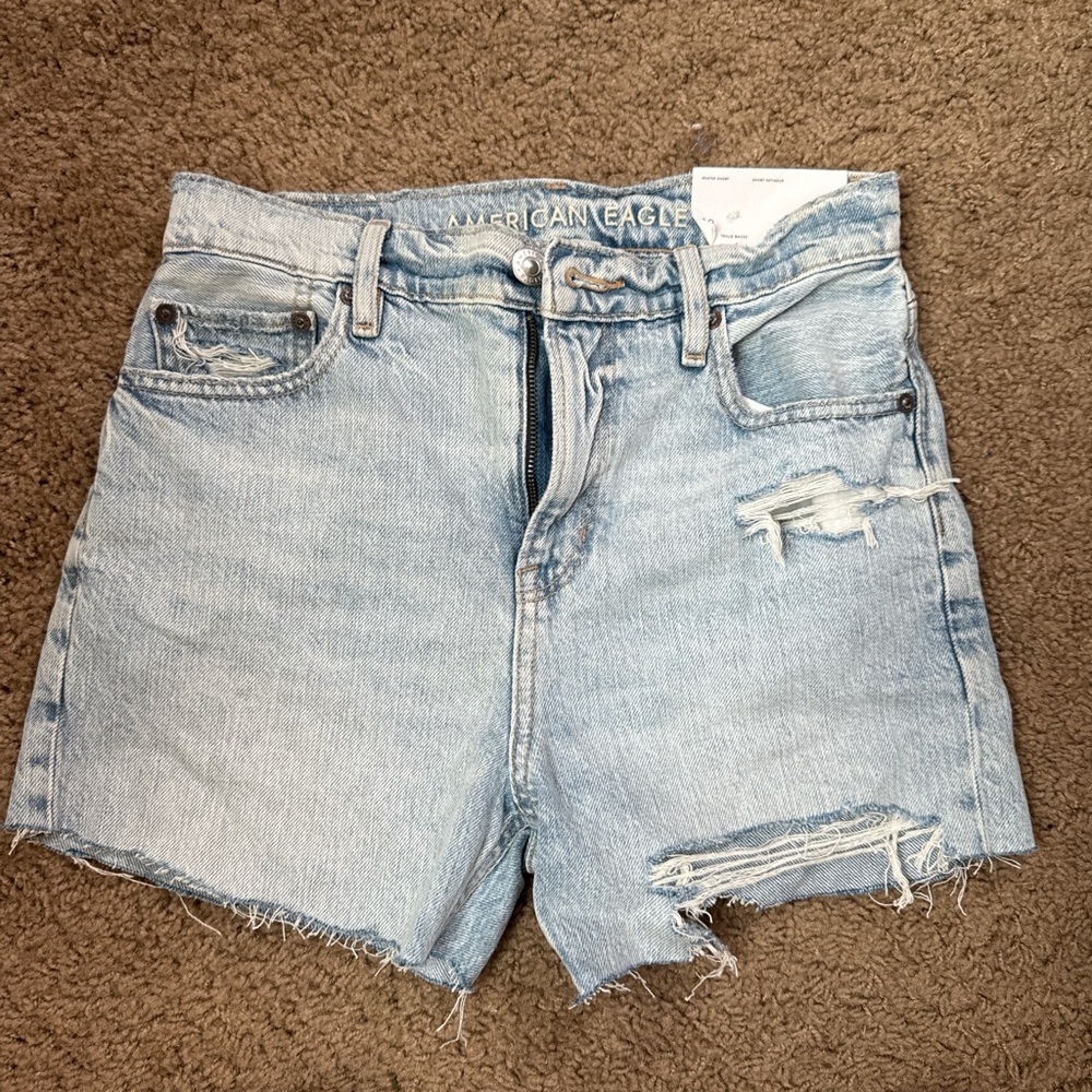 American Eagle Light Blue Distressed Jean Shorts